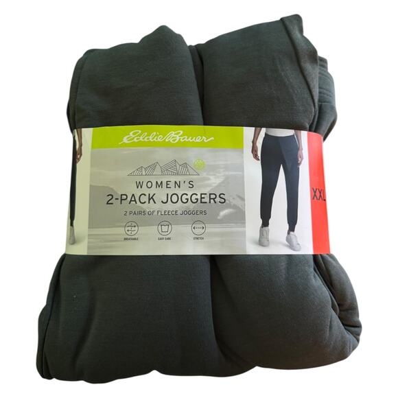 Eddie Bauer Gray Black Women's 2 Pairs Fleece Joggers Size XXL - Picture 1 of 2